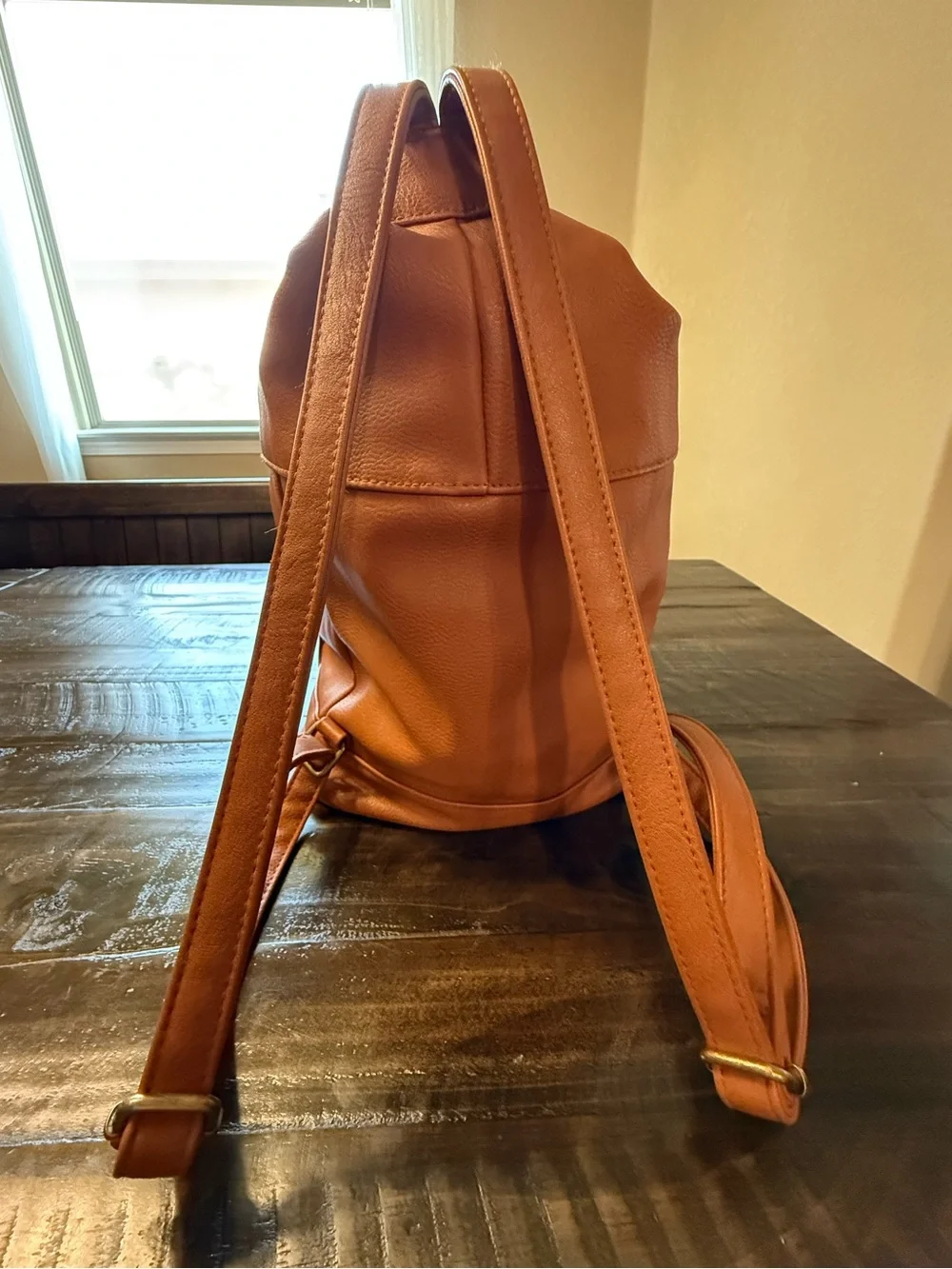 Fringe Convertible Women’s Backpack - Tan Pleather